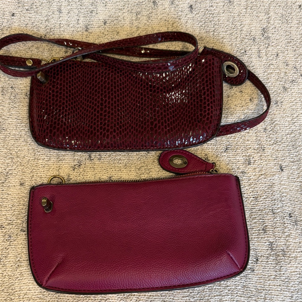 Joy Susan Burgundy Clutch and Wristlets